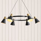 Spotlight Pendant Light Black and Satin Brass 6 Light 112cm E27 60W Spotlight Pendant Light Black and Satin Brass 6 Light 112cm E27 60W